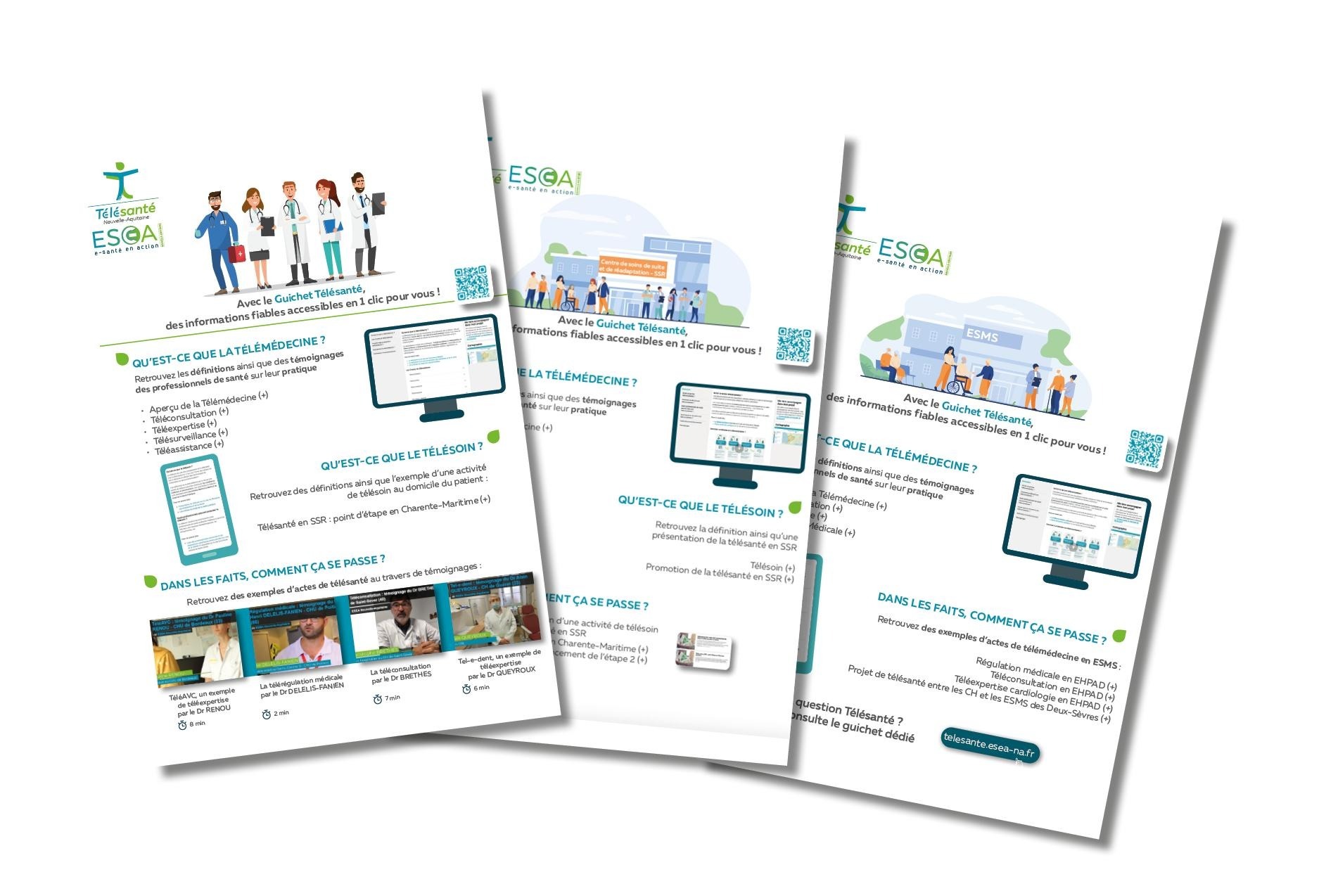 Visuel des 3 flyers Télésanté